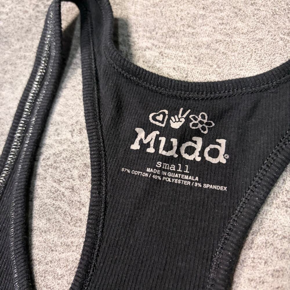 Black Ribbed Fitted Racerback Tank Top - Picture 2 of 4